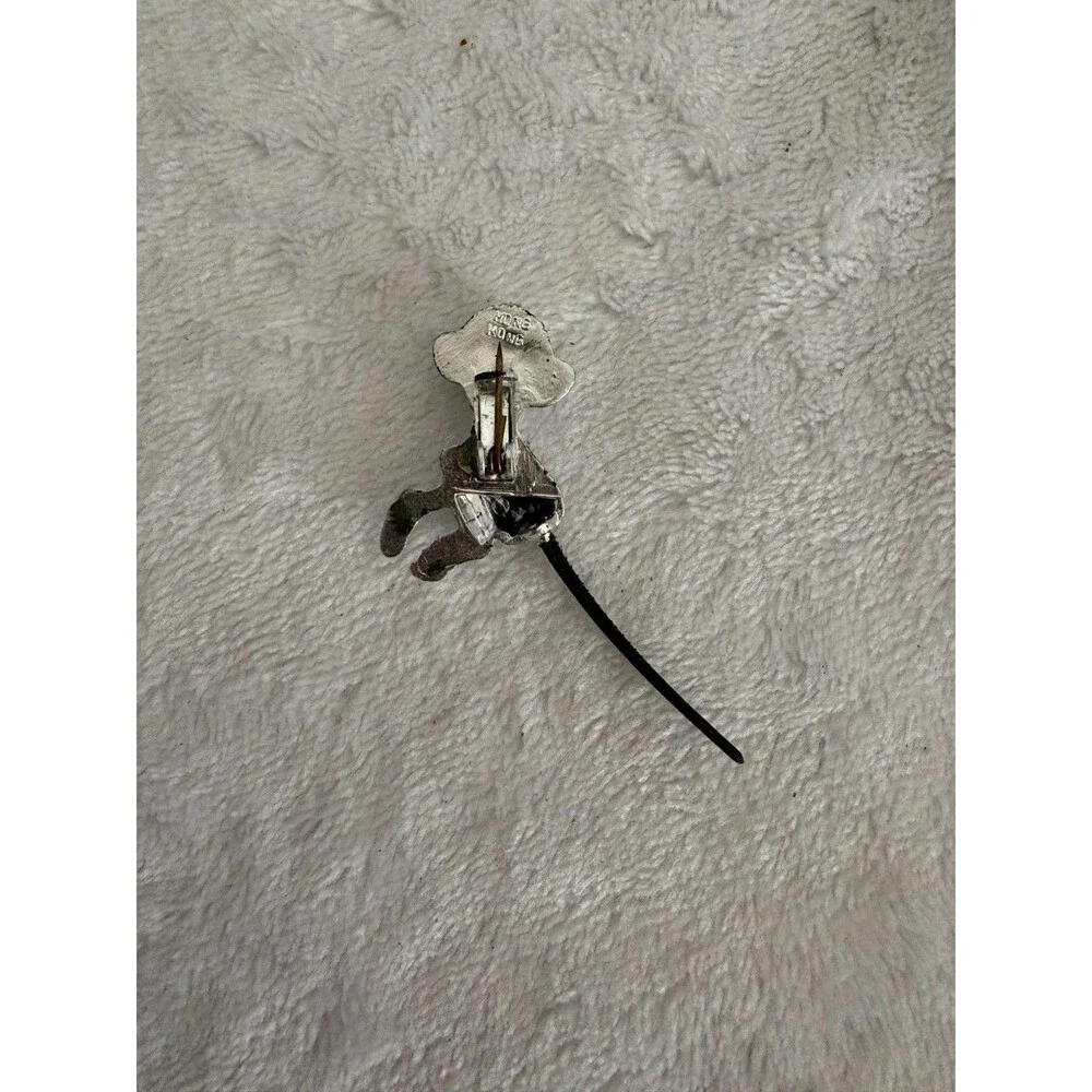 Vintage Silver-Tone Metal MONKEY (Rubber Tail) Brooch/Pin